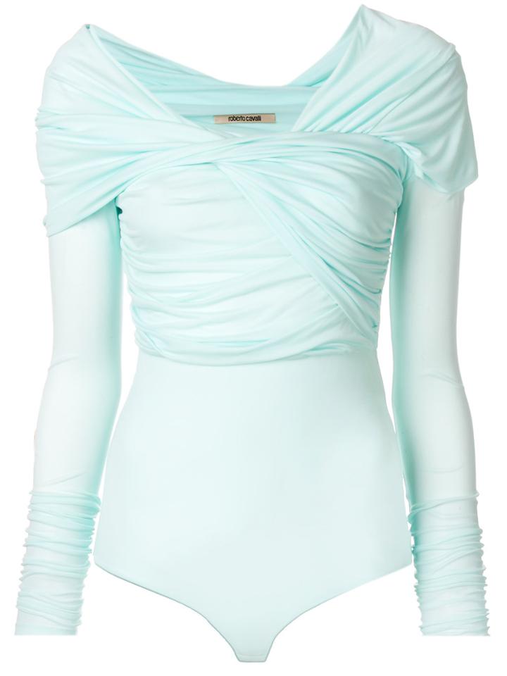 Roberto Cavalli Wrap Long-sleeve Bodysuit - Blue