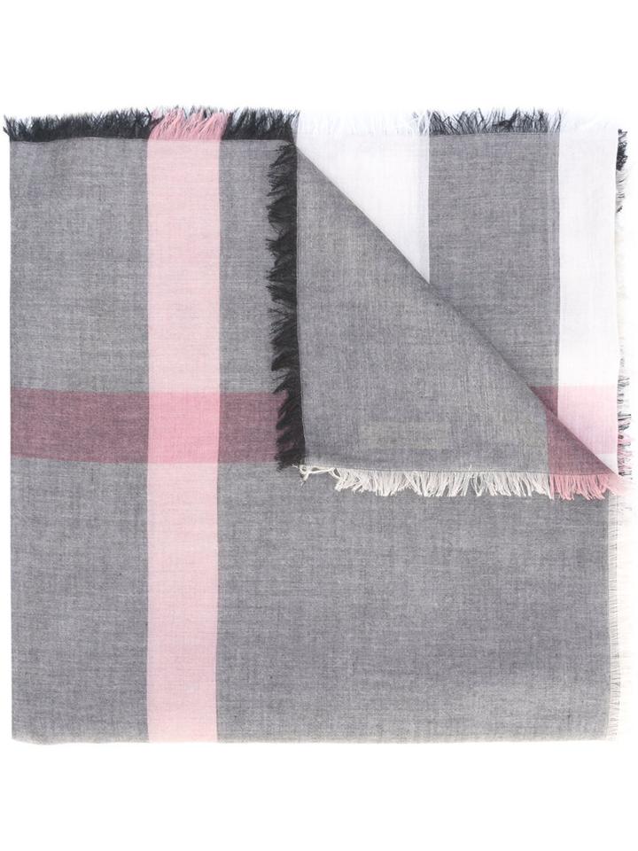 Burberry - Fringed Check Scarf - Women - Modal/wool - One Size, Modal/wool