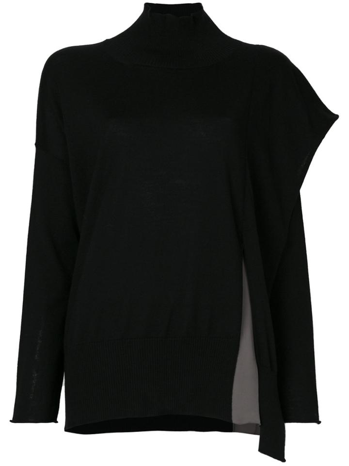 Pierantoniogaspari Asymmetric Flap Turtleneck Top - Black