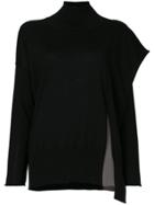 Pierantoniogaspari Asymmetric Flap Turtleneck Top - Black