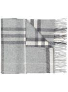 Burberry Giant Check Cashmere Scarf - Grey