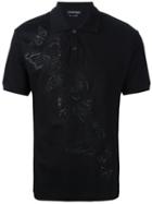 Alexander Mcqueen Moth Embroidered Polo Shirt, Men's, Size: Large, Black, Cotton
