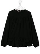 Pinko Kids Teen Ruffled Hem Blouse - Black