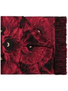 Alexander Mcqueen Red Jacquard Poppy Scarf