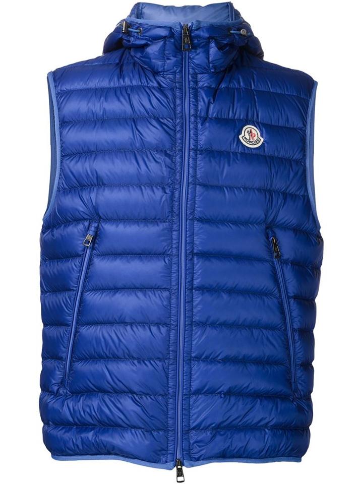 Moncler Classic Hooded Gilet, Men's, Size: 3, Blue, Polyamide/goose Down/feather