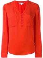 Diane Von Furstenberg Button Front V-neck Blouse, Women's, Size: 8, Yellow/orange, Silk