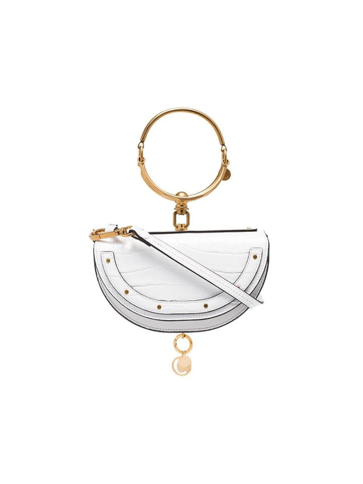 Chloé White Nile Mini Leather Bracelet Bag