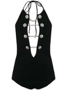 Alessandra Rich Embellished One Piece - Black