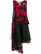 Antonio Marras Sheer Floral Asymmetric Dress - Black