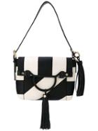 Borbonese - Monochrome Shoulder Bag - Women - Cotton/leather/xenopeltis Unicolor (sunbeam Snake) - One Size, Black, Cotton/leather/xenopeltis Unicolor (sunbeam Snake)