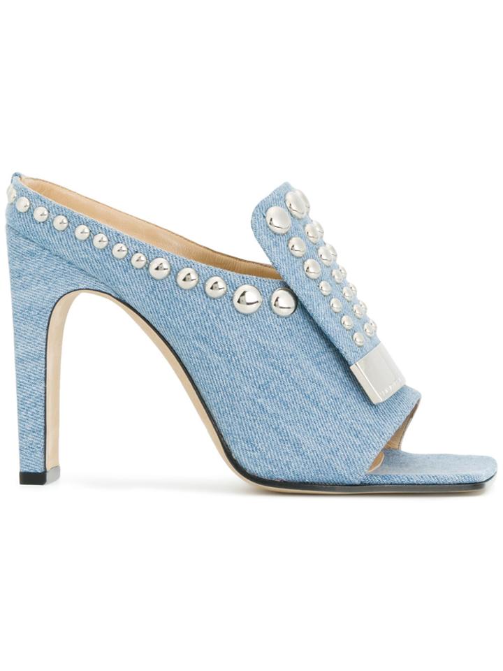 Sergio Rossi Studded Denim Sr1 Mules - Blue
