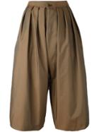 Comme Des Garçons Comme Des Garçons Pleated Cropped Trousers, Women's, Size: Small, Brown, Polyester
