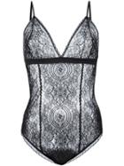 Anine Bing Open Back Lace Bodysuit, Women's, Size: Medium, Black, Polyester/spandex/elastane