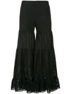 Goen.j Broderie-anglaise Flared Trousers - Black