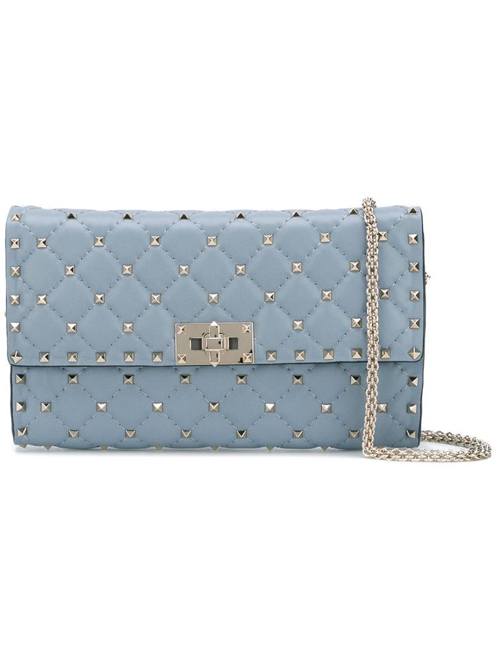 Valentino - Valentino Garavani Rockstud Spike Shoulder Bag - Women - Calf Leather/metal - One Size, Blue, Calf Leather/metal