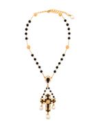 Dolce & Gabbana Beaded Crucifix Necklace - Black