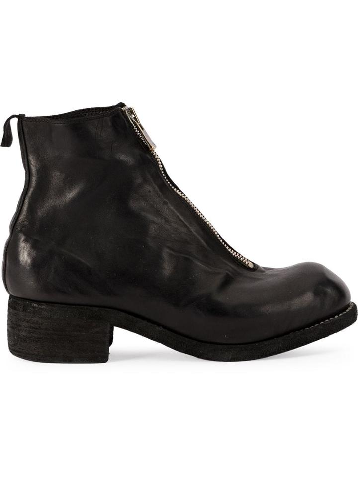 Guidi Front Zip Biker Boots - Black