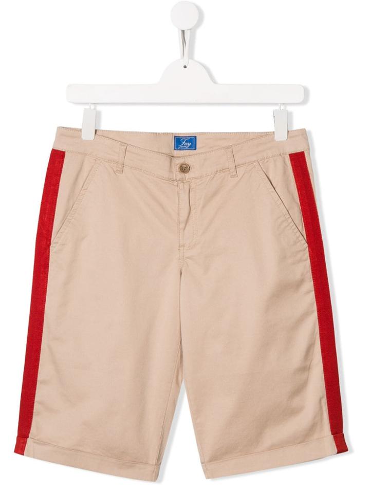Fay Kids Teen Side Stripe Shorts - Neutrals