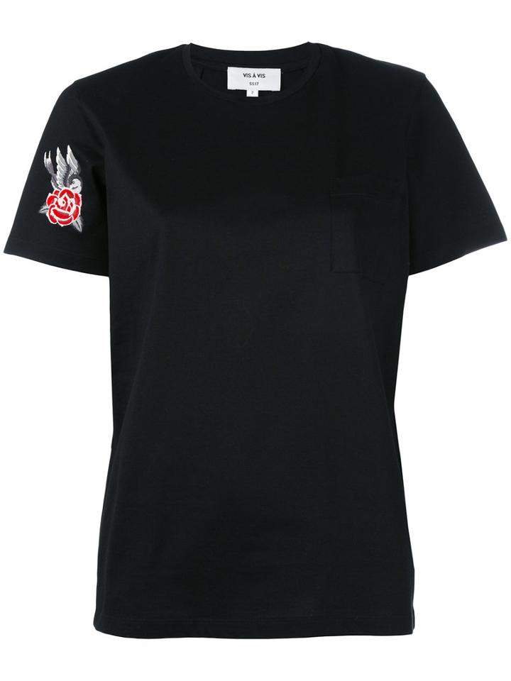 Vis A Vis - Floral Patch T-shirt - Women - Cotton - 3, Black, Cotton