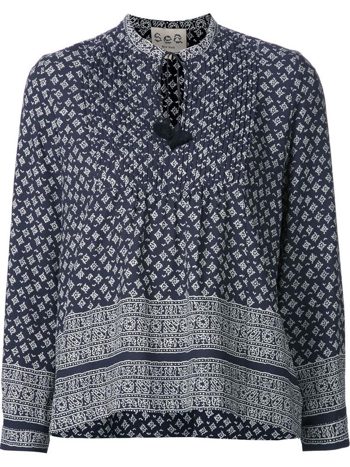 Sea Printed Peasant Blouse