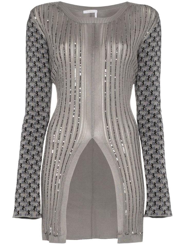Chloé Horse Jacquard Jumper With Split - Grey