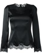 Dolce & Gabbana Lace Trim Fitted Blouse - Black