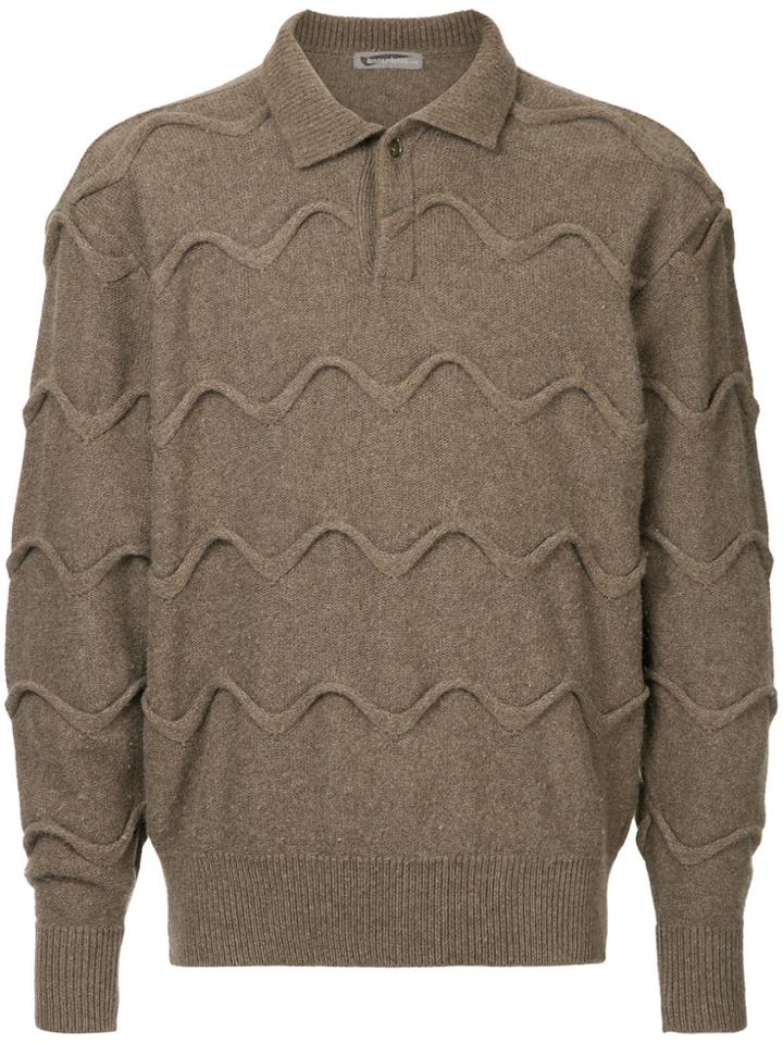 Issey Miyake Vintage Wavy Knit Jumper - Brown