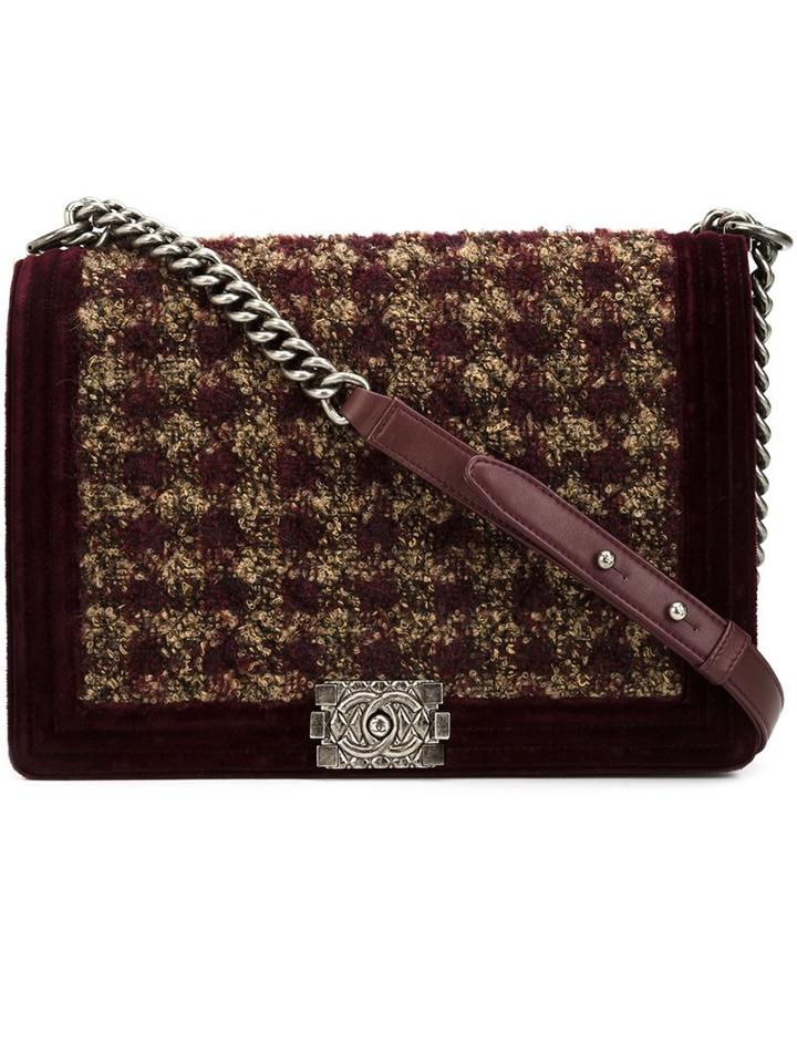 Chanel Vintage Large Paris-edinburgh Tweed Shoulder Bag, Women's, Pink/purple