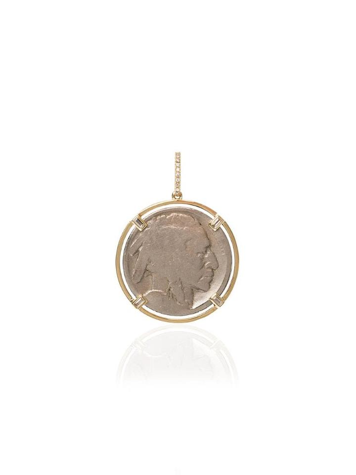 Rosa De La Cruz 18kt Yellow Gold Buffalo Diamond Coin Pendant -
