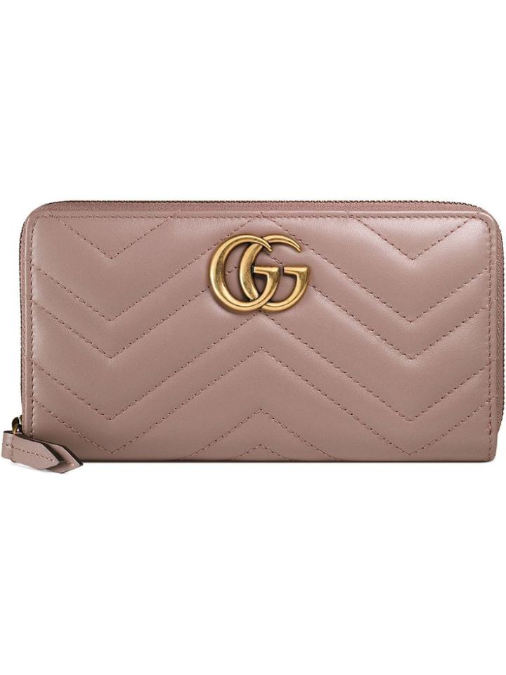 Gucci Gg Marmont Zip Around Wallet - Pink
