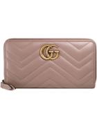 Gucci Gg Marmont Zip Around Wallet - Pink