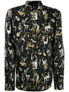 Dolce & Gabbana Musical Print Pyjama Shirt, Men's, Size: 39, Black, Silk
