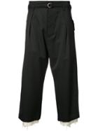 Sulvam - Contrast Trim Cropped Trousers - Men - Cupro/wool - M, Black, Cupro/wool