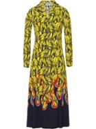 Prada Banana Print Midi Dress - Yellow