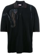 Palm Angels Snake Print Polo Shirt, Men's, Size: Xs, Black, Cotton