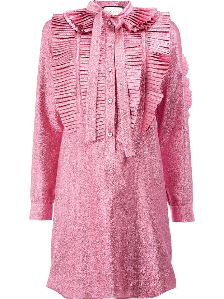 Gucci Lurex Pleated Dress - Pink & Purple