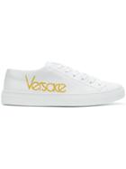 Versace Embroidered Logo Sneakers - White