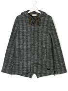 Paolo Pecora Kids Hooded Tweed Coat - Grey