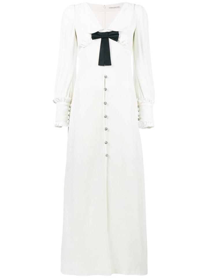 Alessandra Rich Layered V-neck Velvet Dress - White