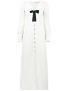 Alessandra Rich Layered V-neck Velvet Dress - White
