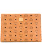 Mcm Logo Print Large Clutch Bag - Brown