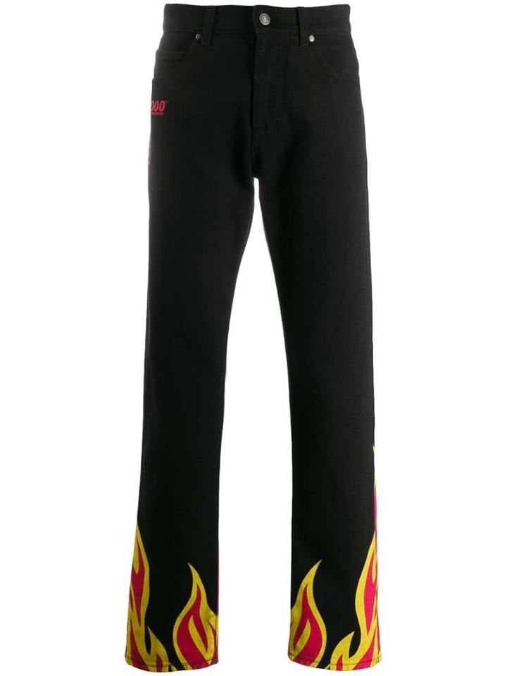 Msgm Flame Detail Jeans - Black