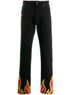 Msgm Flame Detail Jeans - Black