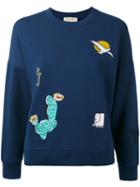 Maison Kitsuné - Embroidered Motif Sweatshirt - Women - Cotton - M, Women's, Blue, Cotton