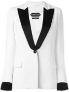 Tom Ford Satin Collar Tuxedo Jacket, Women's, Size: 38, White, Spandex/elastane/acetate/viscose/silk