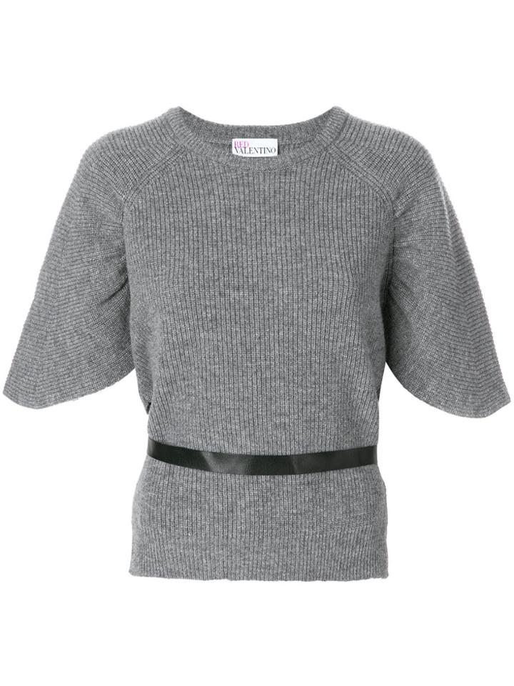 Red Valentino Short-sleeved Ribbed Jumper - Grey