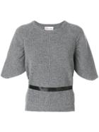 Red Valentino Short-sleeved Ribbed Jumper - Grey