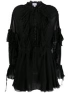 Redemption Sheer Ruffle Flare Dress - Black