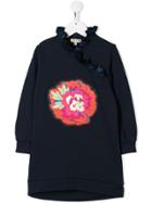 Kenzo Kids Teen Ruffled Flower-patch Dress - Blue