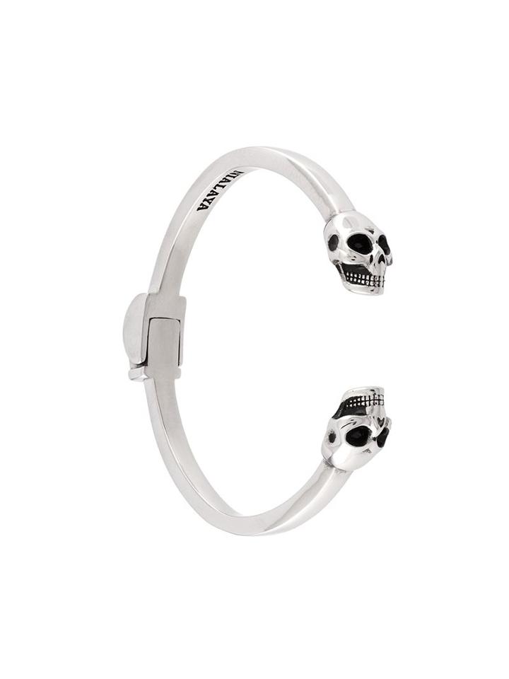 Nialaya Jewelry Skull Bangle, Men's, Size: Large, Grey